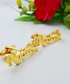 24KT Gold Plated Customize Name Cufflinks For Man's Silver/Gold Color Any Name