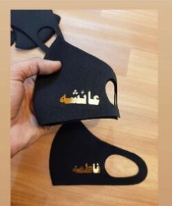Name Customized 3D Fasion Masks Unisex Reusable Fashion Cotton Plain Double Ply Covering Washable_Black