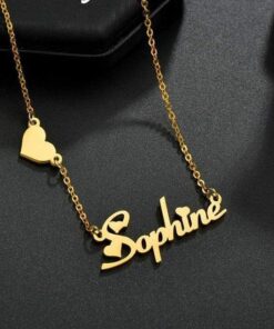 Custom Made 24K Gold Plated Name Necklace – Personalized/Bespoke Monogram Necklace with Chain – Best for Gift