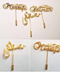 Customize Name 24K Gold Plated Coat Pin, Lapel Pin, Name Brooch Gift Set For Men Gift Item – New Arrival