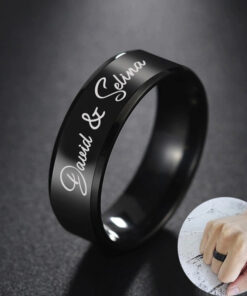 Personalized/Customized Ring -Engraved Black Ring - For Couple Ring - Custom Ring - Name -Date of birth -King & Queen Ring - Gift Item - New Arrival